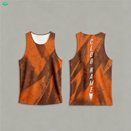 (xinghe88) Customizable Rust Orange & Brown Gradient Tank Top – Personalized Club Name Print