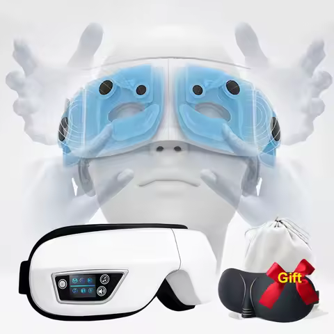 Electric Acupuncture Eye Massager 6D Smart Eye Mask with Full Wrap Kneading Vibration Massage Instru