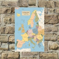 Vintage Map of Europe Travel World Political Map Cities in Detail Map Posters for Wall Map Art Wall 