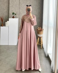 LILY DRESS - Gamis Brokat Wanita Kombinasi Terbaru Bahan Katun Toyobo