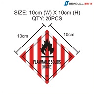 Flammable Sticker Schedule Waste Sticker Explosive Substances Danger Sticker 10cm x 10cm (20pcs)