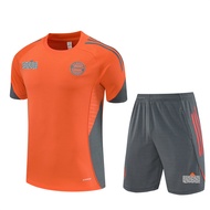 2025/26 Bayern Munchen Sweatshirt Orange Shirt Man Tracksuit Short-sleeved Sportswear Jersey + Short