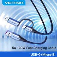 Vention Micro B USB C Fast Charge 5A 480Mbps Multi-Function Data Sync Cable for Cellphone
