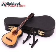 Mini Classical Guitar Miniature Model Wooden Mini Musical Instrument Model with Case Stand