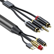 TECHCHIP-Audio Cable Digital to Analog Audio Conversion Cable Digital SPDIF/Optical &amp; Coaxial to Analog L/R RCA &amp;3.5mm AUX Stereo Audio Cable