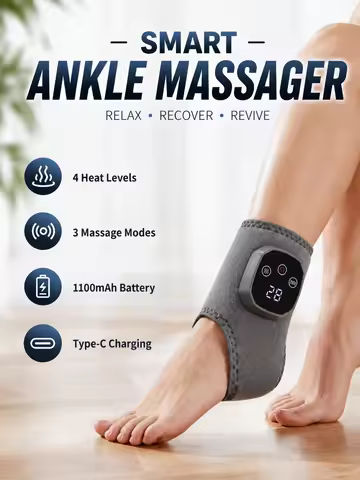 Portable Heated Ankle Massager Foot Brace Wrap, Cordless Vibration Warmer Support for Wrist Ankle Ho