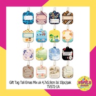 (1 Pack Of 10Pcs) gift tag batik Motif+Gold Rope, batik gift tag, batik handtag, gift label hampers
