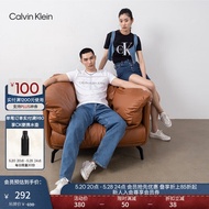 Calvin Klein Jeans【情侣系列】夏季男女同款ck多色印花打底短袖T恤J314764 BAE-黑色 M  （推荐130-145斤）