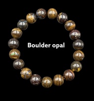 Boulder Opal beads 10 MM bracelet. สร้อยข้อมือลูกปัดโอปอลโบลเดอร์ 10 มม.