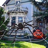 200" Halloween Spider Web + 59" Giant Spider Decorations Fake Spider with Triangular Huge Spider Web