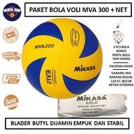 PAKET SIAP MAIN BOLA VOLI MIKASA MVA 300 PLUS NET VOLI MIKASA GOLD - SIZE 5 - STANDARD INTERNASIONAL
