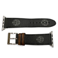 狀況極佳▼BERLUTI Apple Watch BR44 皮革錶帶，35mm 安裝寬度，黑色/ブラウン配銀色五金件，男士款，帶盒子。