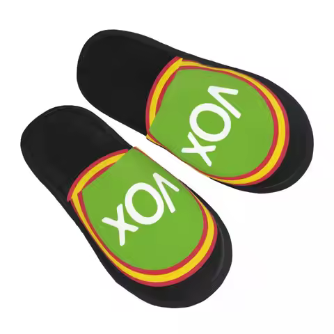 Spanish Political Party Guest Slippers for Bedroom Women Custom Print Spain Vox Logo House Slipper