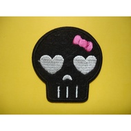 Black Skull Iron On Patch Biker Embroidery Rock Punk Goth Applique Rock Band Decal Scrapbook Motif 5