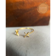 Fledios Gold Ring 916 Double X MInimalist Pure Bajet Ring /Fledios 916 Gold Double X Ring MInimalist Ring