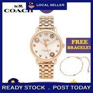 [100% Original &amp; Free Bracelet] Coach Delancey Rose Gold Stainless Steel Women Ladies Watch Jam Tangan Wanita - 14502811