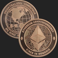ETH Ethereum Cryptocurrency 1 oz .999 Fine Cu Copper Round  Bitcoin Coin (Made in United States) 1oz
