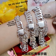 👉925 silver bangle for men  *Rantai tangan Perak sesuai untuk lelaki@925纯银双扣男装手链