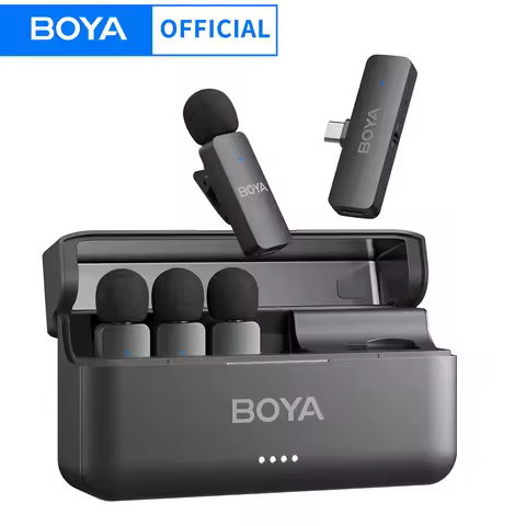 BOYA BY-V4U Wireless Lavalier Lapel Microphone for iPhone Android Phone PC YouTube Video Recording V