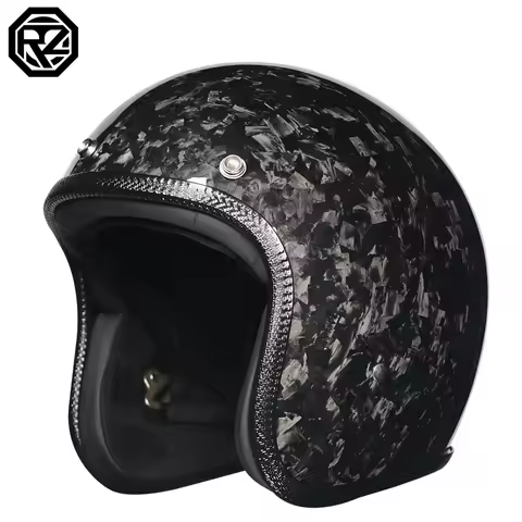 ORZ Motorcycle Open Face Helmet Carbon 3/4 Half helmet