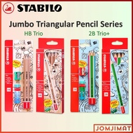 Stabilo HB Trio / 2B Trio+ Jumbo Triangular Pencil With Sharpener / 362HBBL3P1 / 362HB6P1 / 364/2B-B