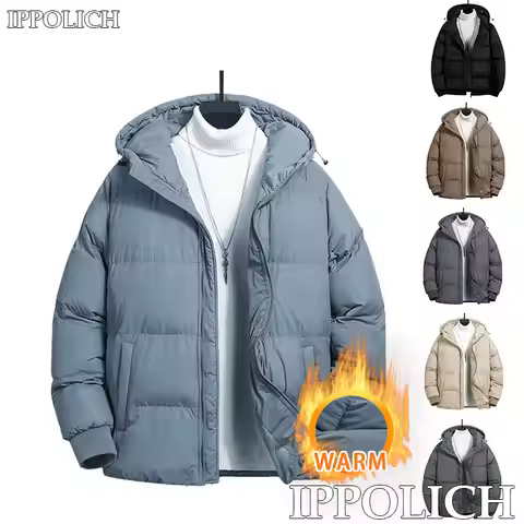 Winter Coat Casual Sport Jacket Cotton Thickened Hooded Jacket Casual Sport Loose Solid Color Hooded