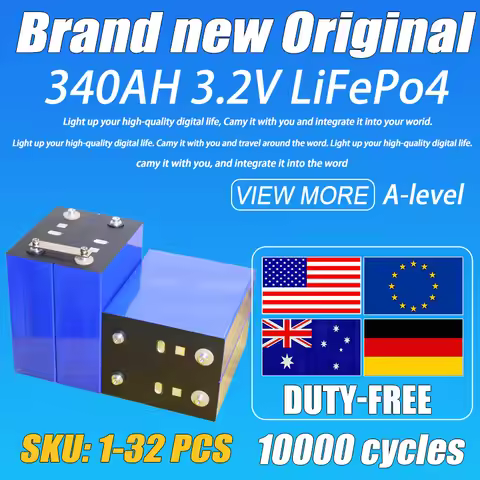 AAA+ class 3.2V 340AH Lifepo4 Rechargeable Battery 10000 Cycles DIY 12V 24V 48V battery pack Golf so