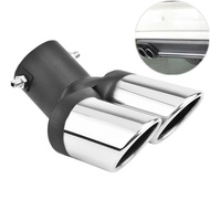 domain-Car Universal 63mm Stainless Steel Dual Outlet Exhaust Pipe Muffler Tail Throat Muffler Tip P
