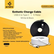 High Quality USB-A to Type C Charging Cable 5 Meter Cable 5M/ - EK05C - WHITE