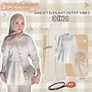 Elegant Outfit Vibes 3-in-1 Oneset (Pants, Blouse, Hijab, FREE BELT) Set TrendyWanita -GNK020