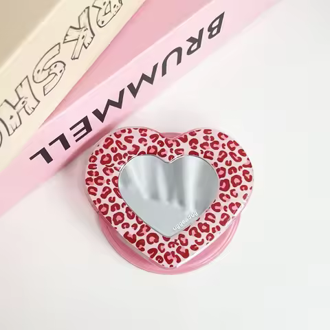 Leopard Print Love Mirror Magnetic Phone Holder For Magsafe iPhone Samsung Universal Collapsible Mir