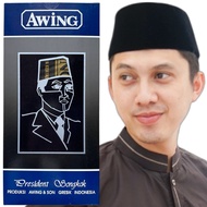 HITAM Peci Songkok AWING AC Kopiah Santri Plain Black Adults and Children Presidential Songkok Eagle