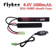 2/3A 8.4v 1600mAh Butterfly Nunchuck NIMH Battery Pack with USB Charger for Airsoft Guns M110, SR25,
