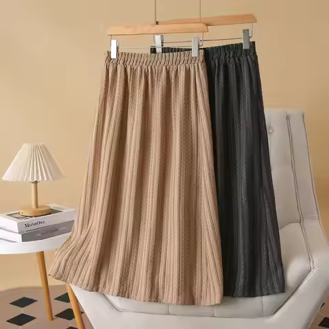 100KG Summer Long Skirt New Casual three-dimensional Patterned Plus Size Women's mid-length A-line S