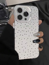 1 pieza Funda protectora blanca IMD con diseño de lunares polka simple y bonito de dibujos animados pintado con colores vivos Anti-caída adecuada para iPhone 11/12/13/14/15/15 Pro/15 Plus/15 Pro Max/7 Plus/8 Plus/X/XS Max/XR/11 Pro/12 Pro/13 Pro/14 Pro/12 Mini/13 Mini/11 Pro Max/12 Pro Max/13 Pro Max/14 Pro Max/14 Plus/6/6s/6 Plus/7/8/SE