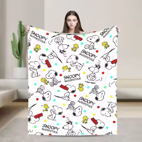 Snoopys Woodstock Wool Blanket Cartoon Customized Throw Blankets for Bed Sofa Couch 125*100cm Bedspr