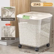 Tong Beras 10KG/25KG - Bekas Kedap Serangga dengan Roda Organizer Dapur Kapasiti Besar