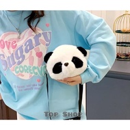 Tas Wanita Boneka Panda Tas Bulu Selempang Bahu Boneka Kepala Panda Wanita