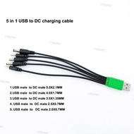 5 in 1 20cm USB male to 5 way DC 5.5x2.1mm 4.0x1.7 3.5x1.35mm 2.5x0.7mm 2.0x0.7mm DC male power char