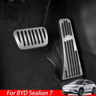 LHD For BYD Sealion 7 Sea lion 07 2024 2025 Silvery Car Brake Pedals Cover Non Slip Pads Interior De