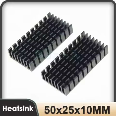 Gdstime 10Pcs 50mm x 25mm x 10mm Heatsink 50*25*10mm IC Heat sink Black Aluminum Cooling Fan 50mmx25