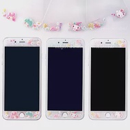 【Sanrio三麗鷗】iPhone 8 /iPhone 7 (4.7吋) 繁花系列 9H強化玻璃彩繪保護貼(KITTY)