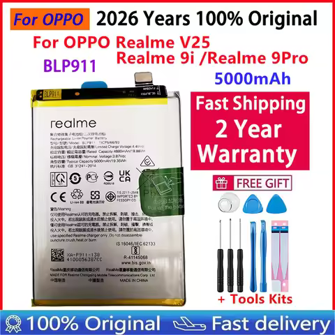 2026 Years 100% Orginal New 5000mAh BLP911 Battery For OPPO Realme V25 / Realme 9i Realme 9 pro 9pro