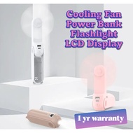[SG Stock] Mini Fan LCD Power Bank Flashlight 4800/2000mAh Battery Handheld USB 3 In1 Electric Porta