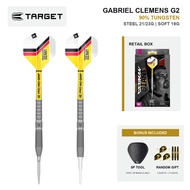 Target Darts Gabriel Clemens G2 90% Tungsten Dart Set | Steel Tip 21/23g or Soft Tip 19g | Pro Grip