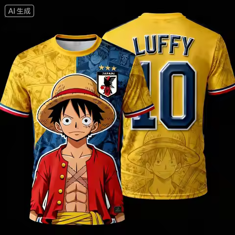 2026 Japan One Piece Luffy Football Jersey T-shirts Kids Football Special Jersey Kit Adult Men's Wom