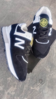Sepatu sneakers NB574 stone island x legacy white black