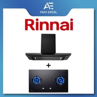 RINNAI RH-C1059-PBR 90CM CHIMNEY HOOD + RINNAI RB-92G 2 BURNER HYPER FLAME GLASS HOB