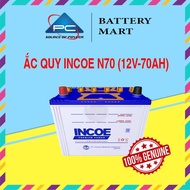 Bình Ắc Quy Xe Tải Xe Ô Tô 12V-70Ah Ắc Quy INCOE N70
