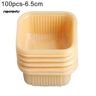 100Pcs Plastic Square Golden Moon Cake Package Box Egg-Yolk Puff Container Decor